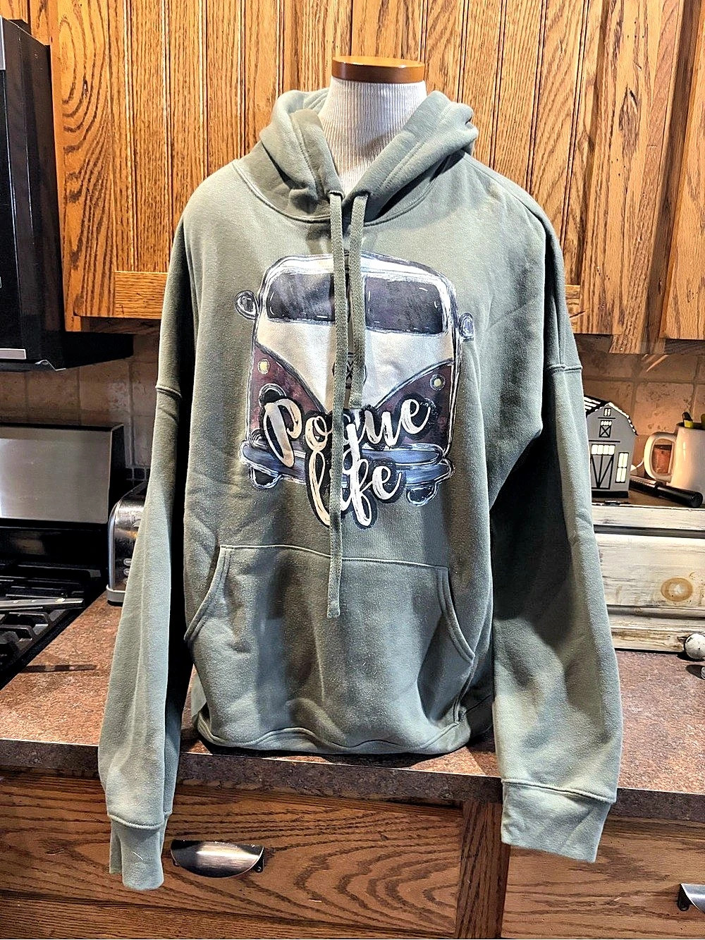 Bella + Canvas Graphic Hoodie in Green Like New